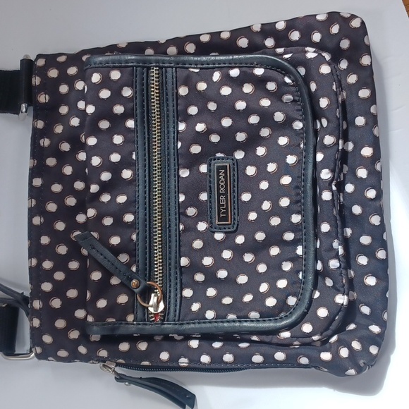 Tyler Rodan multi pocket polka-dot, fabric crossbody bag. - Picture 3 of 11